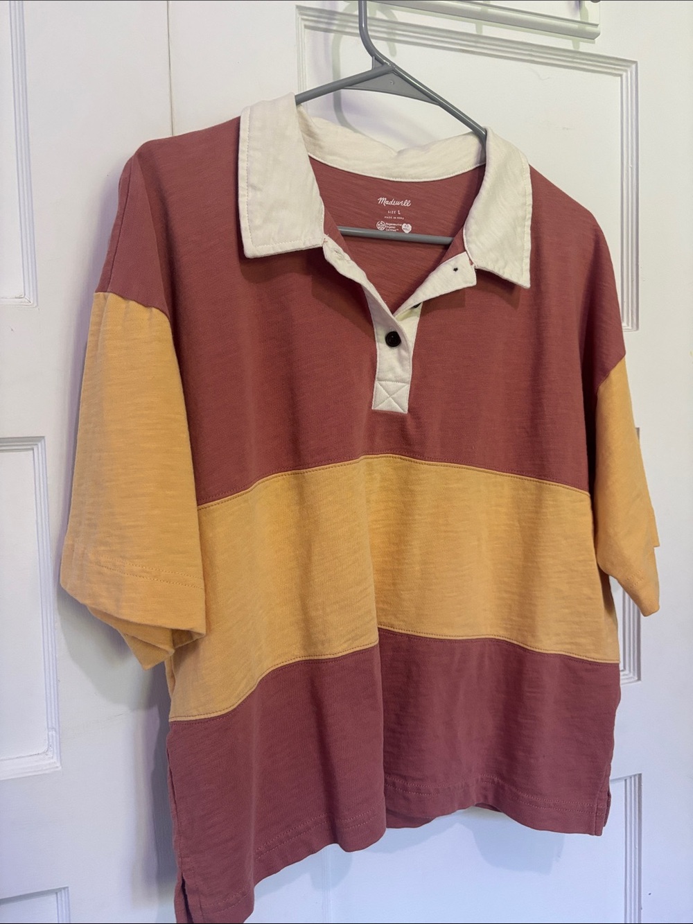 Madewell | Short Sleeve Polo Shirt - Rust & Mustard
